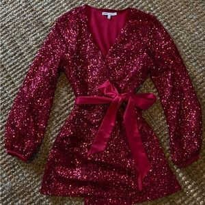 Pink sparkly dress with silk like strap